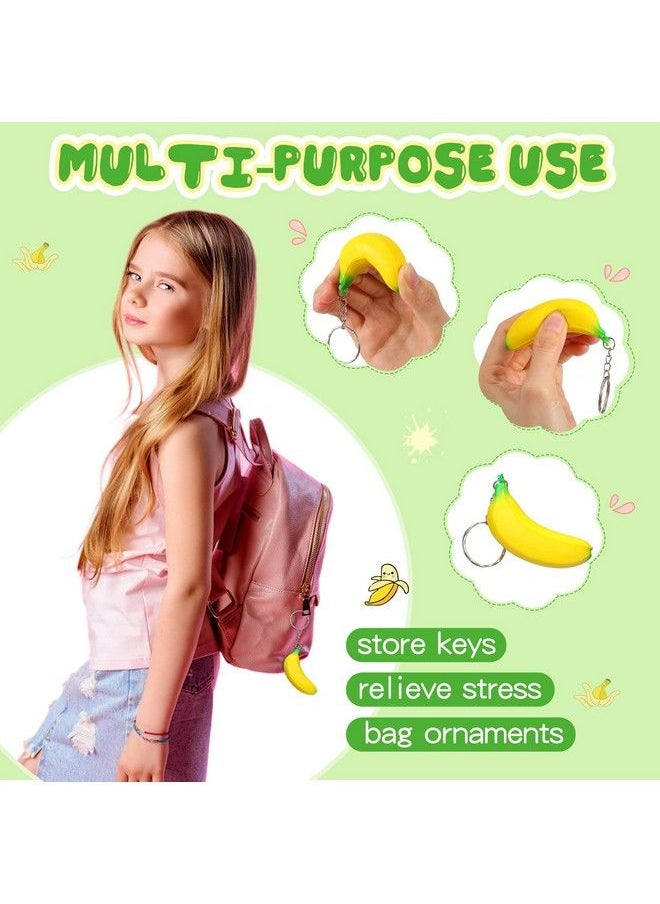Jexine 20 Pack Banana Keychains Stretchy Toys Banana Squishy Fidget Toys Banana Stress Toy For Birthday Party Favors Supplies School Carnival Prizes Party Gift Bag Fillers  - Image 5