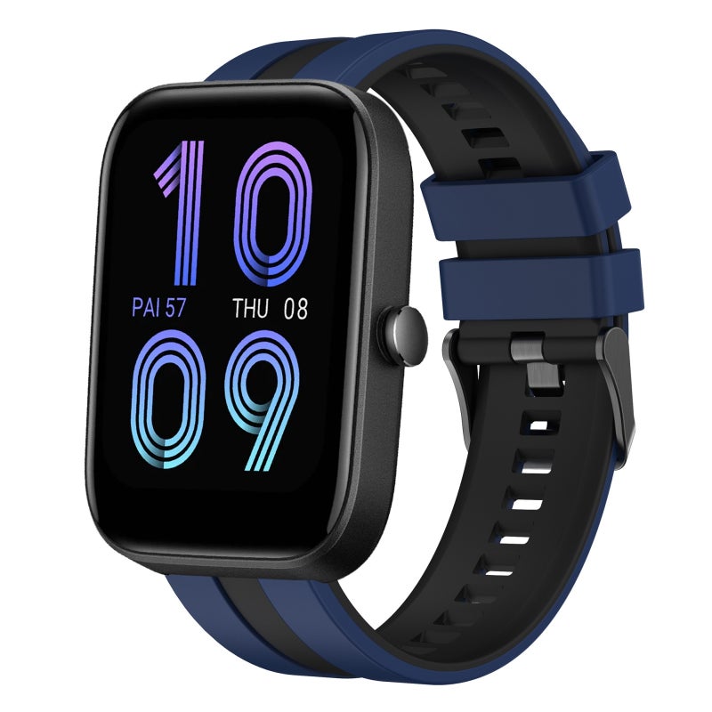 إيروريكس سوار ساعة Amazfit Bip3 الرياضي المصنوع من السيليكون ثنائي اللون مقاس 20 مم (أزرق + أسود) - Image 1