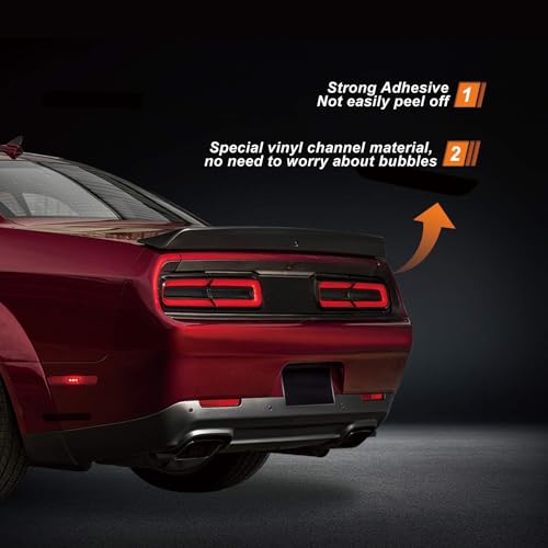 NDRUSH Vinyl Tail Light Tint Overlay Blackout Side Marker Lights & Reflectors Film Lamp Wrap Covers Compatible with Dodge Challenger 2015-2021 - Image 3