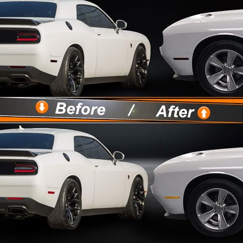 NDRUSH Vinyl Tail Light Tint Overlay Blackout Side Marker Lights & Reflectors Film Lamp Wrap Covers Compatible with Dodge Challenger 2015-2021 - Image 5