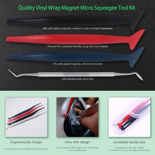 Keadic 47Pcs Car Vinyl Wrap Tool Kits, Felt Squeegees with Spare Fabric Felts, Vinyl Graphic Magnet Holders, Gloves, Zippy Vinyl Cutter, Utility Knife and Blades, Micro Squeegees and Storage Box - Image 3