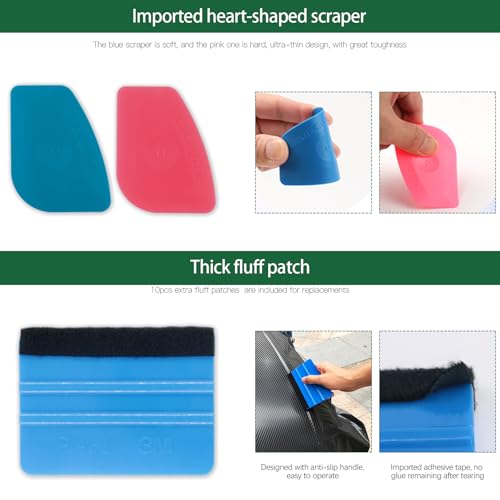 Keadic 47Pcs Car Vinyl Wrap Tool Kits, Felt Squeegees with Spare Fabric Felts, Vinyl Graphic Magnet Holders, Gloves, Zippy Vinyl Cutter, Utility Knife and Blades, Micro Squeegees and Storage Box - Image 5