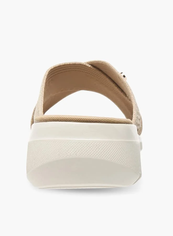 Flora Bella By Shoexpress Women's Textured Slip-On Cross Strap Sandal
