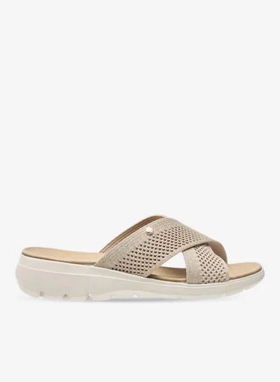 Flora Bella By Shoexpress Women's Textured Slip-On Cross Strap Sandal Ramadan Collection