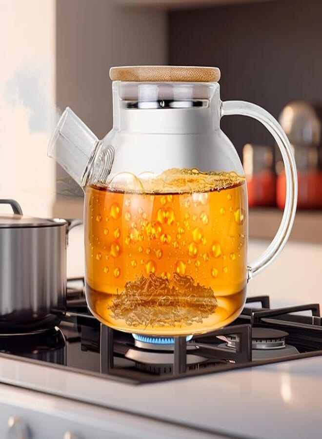 MIBRU Glass Teapot with Removable Infuser Stovetop Safe Teapot for Loose Leaf and Blooming Tea Mug 850ML Clear Teapots Lid with Handle Tea Pots