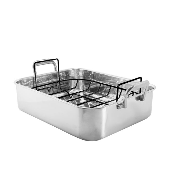STAINLESS STEEL ROASTING PAN WITH NON STICK ROASTING RACK 155X1225X4 SL6038RKC