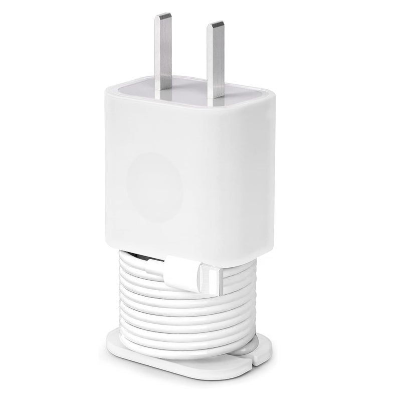 AUGEN 2 in 1 Silicone Charger Protector, for iPhone 18W/20W Charger Silicone Protective Case, Portable Data Cable Winder Anti-Break Protection Cable (Charger not Included) - White - Image 1