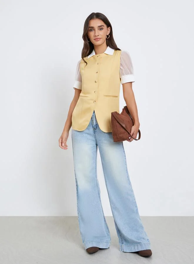 Styli Yellow Sleeveless Button-Down Waistcoat