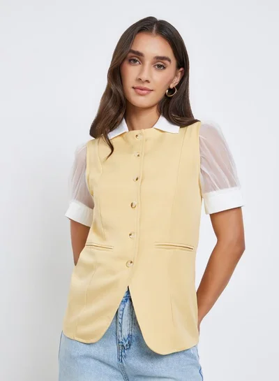 Styli Yellow Sleeveless Button-Down Waistcoat