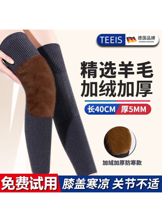 Teeis German Knee Brace Warm Arthritis Elderly Heating Knee Wool Plush Thickened Uni - Image 1