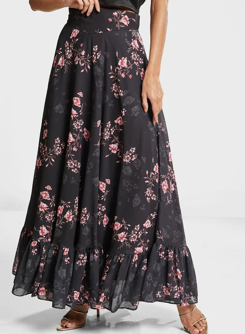 INDDUS Floral Print Top & Skirt Set
