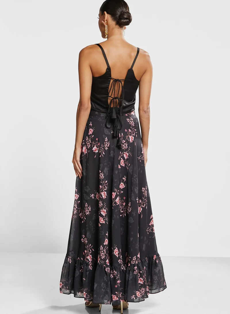 INDDUS Floral Print Top & Skirt Set
