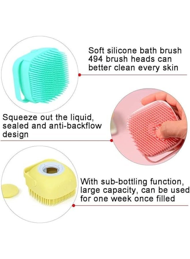 Blue Pet Grooming Bath Massage Brush with Soap and Shampoo Dispenser Soft Silicone Bristle for Long Short Haired Dogs Cats Shower - Image 5