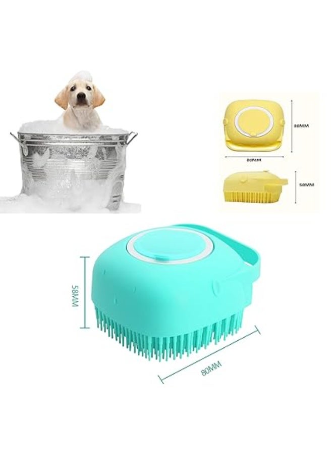 Blue Pet Grooming Bath Massage Brush with Soap and Shampoo Dispenser Soft Silicone Bristle for Long Short Haired Dogs Cats Shower - Image 2
