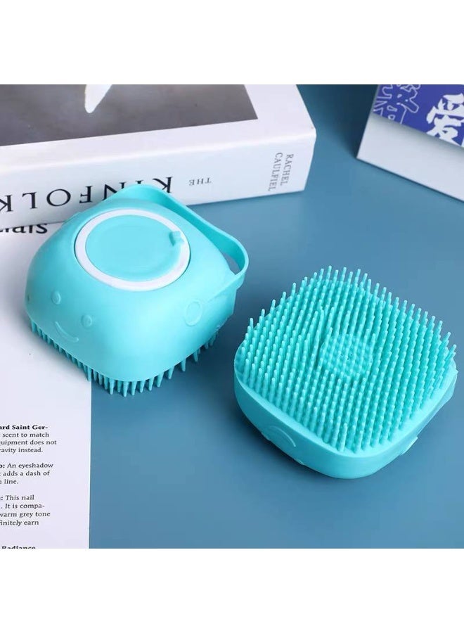 Blue Pet Grooming Bath Massage Brush with Soap and Shampoo Dispenser Soft Silicone Bristle for Long Short Haired Dogs Cats Shower - Image 4