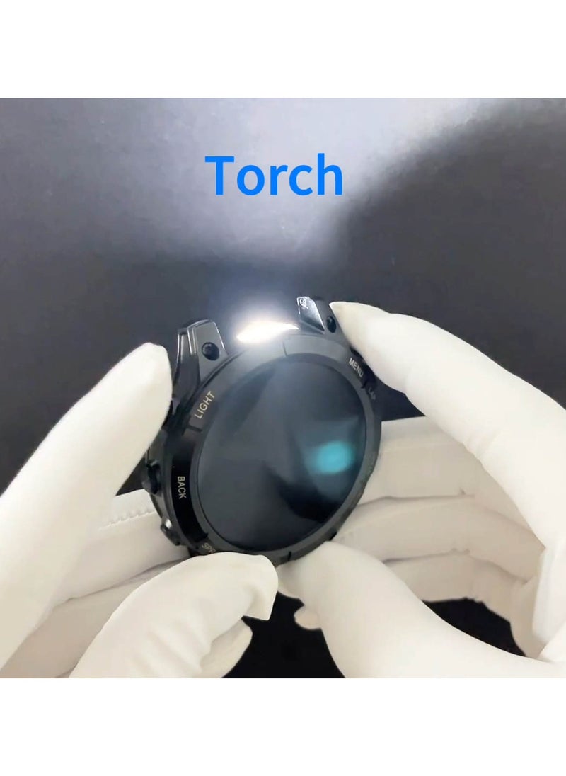 Haino Teko - Haiino Teko  RW46 Round shape AMOLED Display Smart Watch With Built inTorch 3 Pair Straps and Wireless Charger Designed For Gents and Boys Black - Image 1