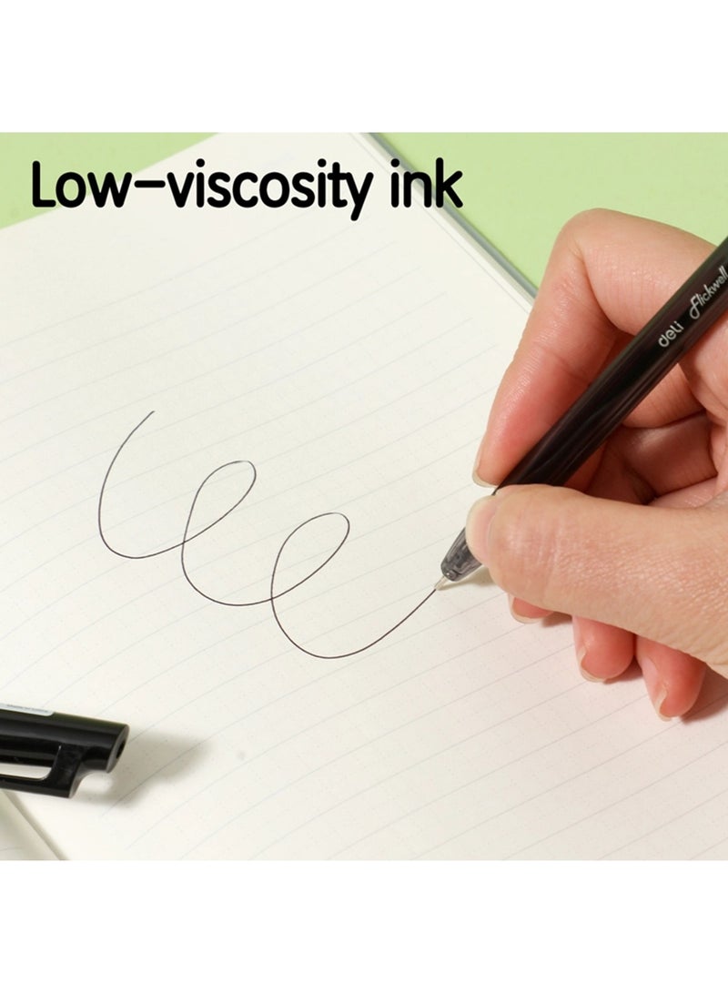 Deli 12-Piece Flickwell Ballpoint Pen 0.7mm Mini Tip Black Ink - Image 4