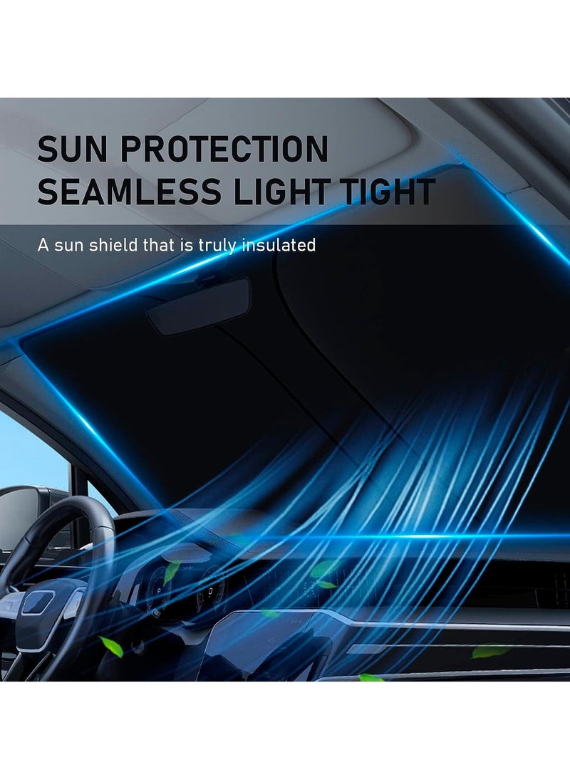 SYOSI مظلة شمسية للزجاج الأمامي للسيارة مقاس 55.9 بوصة × 31.4 بوصة تحافظ على برودة سيارتك، مظلة شمسية قابلة للطي مع ألواح عاكسة للتعتيم لمعظم السيارات وسيارات الدفع الرباعي - Image 3