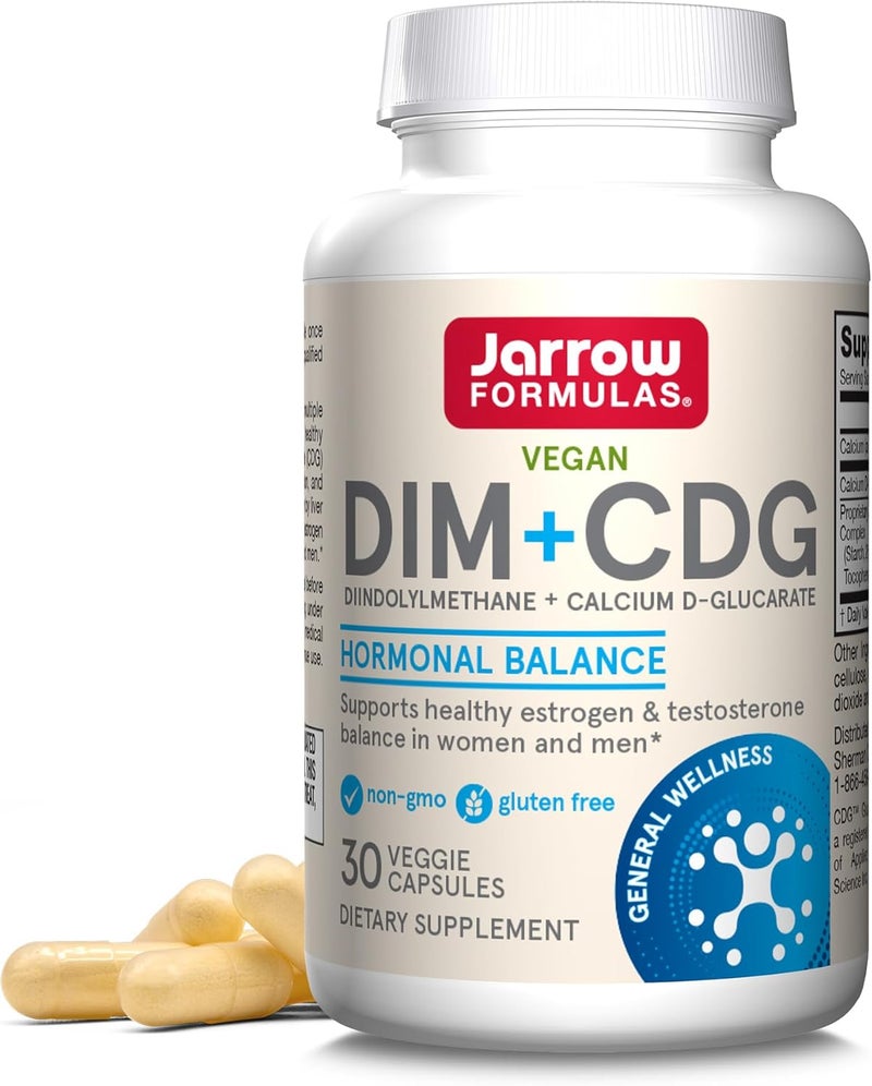 Jarrow Formulas DIM  CDG Dietary Supplement Liver Detox Support for Healthy Hormone Regulation and General Wellness 30 Veggie Capsules Up to a 30 Day Supply - Image 1