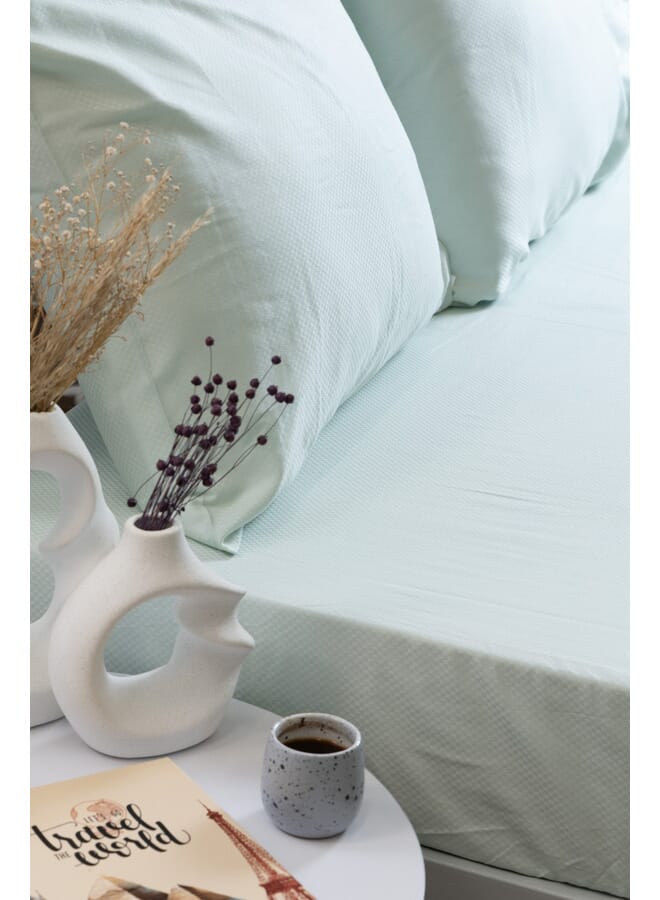 محلة ملاية سرير بأستك - ساتان مقاس الملكة - فستقي -160 *200 +35 cm - قطن مصري 100‎%