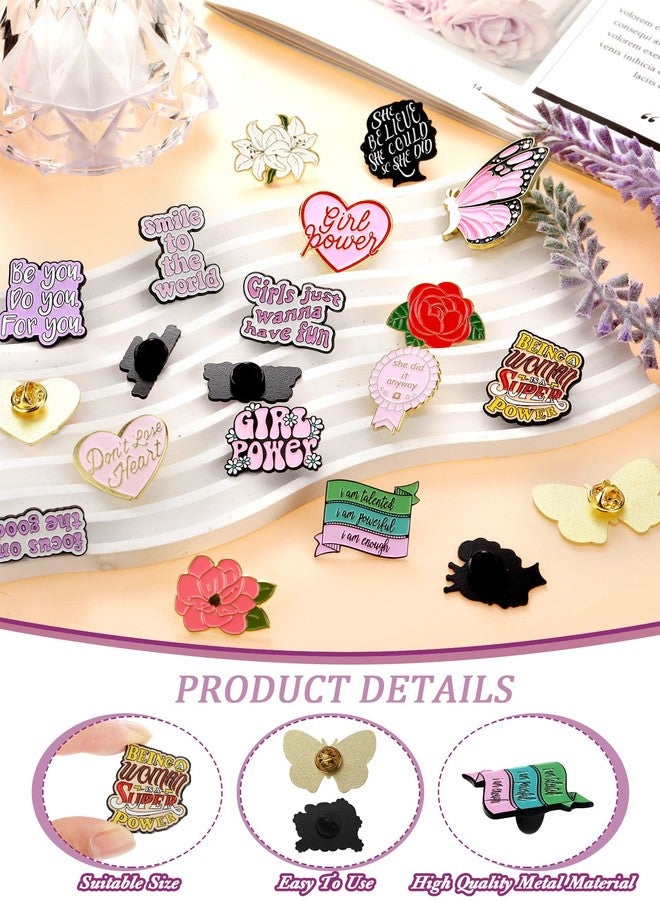 Inbagi 20 Pcs Enamel Pins Bulk Flowers Inspirational Lapel Brooch Pin Women Power Feminism Lapel Pin for Backpacks,clothing, Jackets, Hats, Kids, Girls - Image 2