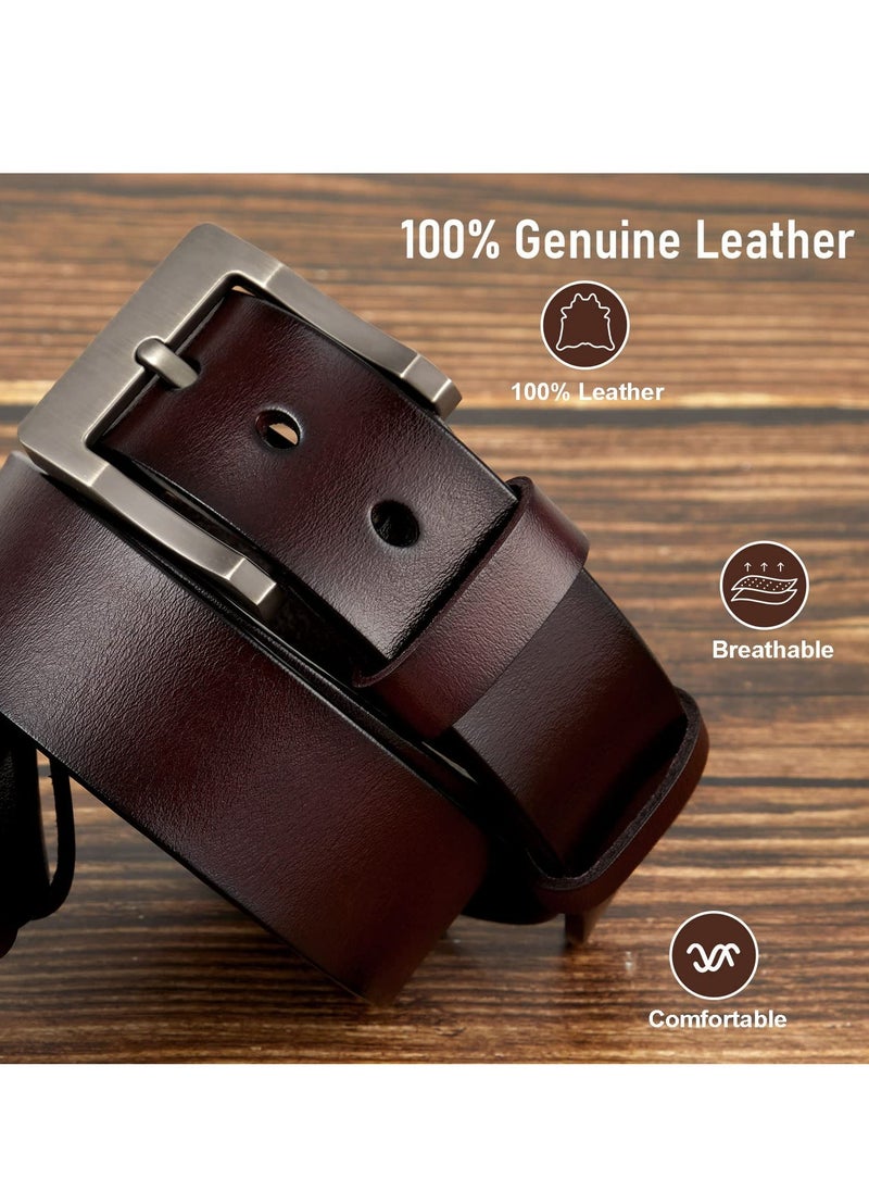 Excefore - Men's Belt,Soft Genuine Leather Dress Belts 38mm,for Casual Jeans and Casual  Belts (coffee) - Image 1
