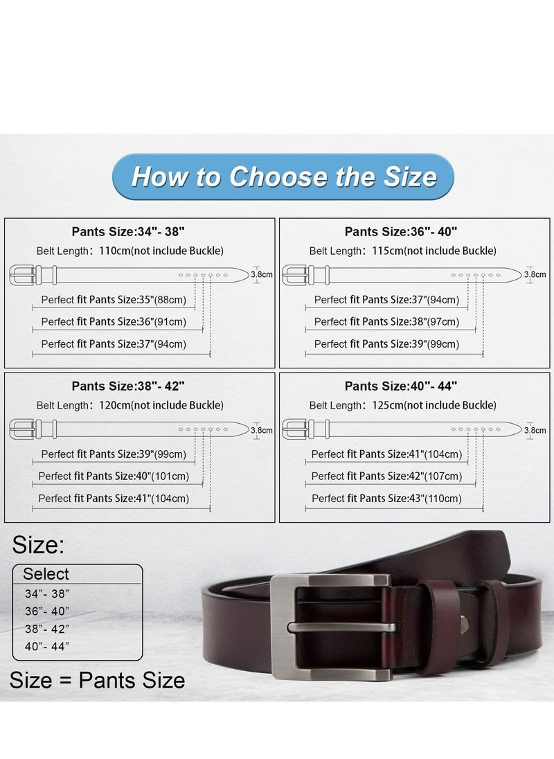 Excefore - Men's Belt,Soft Genuine Leather Dress Belts 38mm,for Casual Jeans and Casual  Belts (coffee) - Image 1