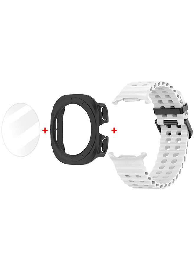 CATANES (for Samsung Galaxy Watch 7 Ultra) 3 Packs Silicone Band, Case and Screen Protector, Soft Ocean Silicone Sport Strap Replacement Accessory  - Image 3