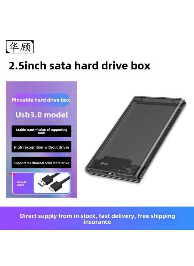 Generic China Gu 2.5 "Notebook Mobile Hard Disk Box USB3.1 Mechanical Solid State Disk Ssd Hard Disk Transfer External Bz-Color:▓3.0 Transparent Gray ░  - Image 1