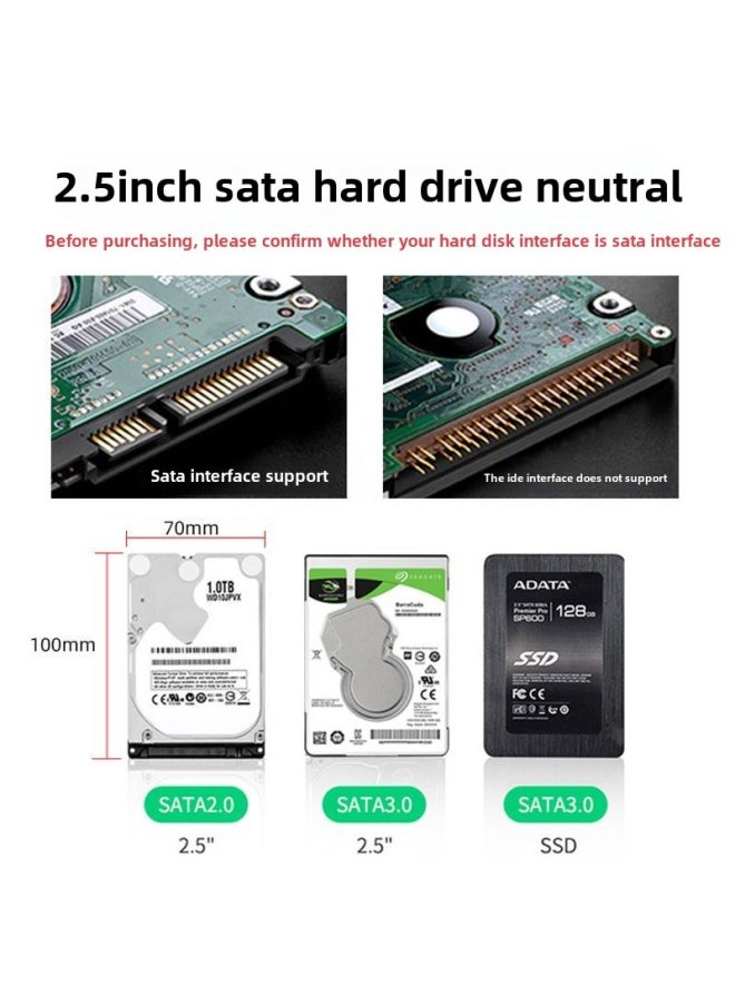 Generic China Gu 2.5 "Notebook Mobile Hard Disk Box USB3.1 Mechanical Solid State Disk Ssd Hard Disk Transfer External Bz-Color:▓3.0 Transparent Gray ░  - Image 4