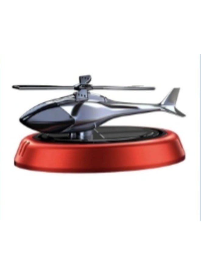 Zen Store Solar Car Air Freshener Red Helicopter Shaped Fragrance Interior Decoration Solar Powered Rotary Car - Image 1