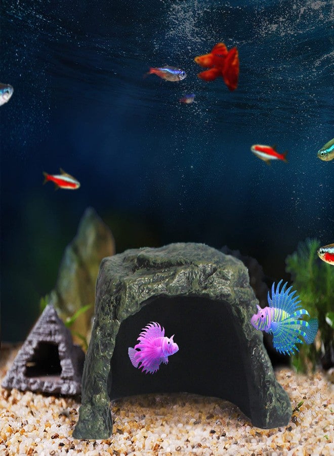 Besimple Aquarium Fish Hide Cave Decoration, Reptile Rock Hideouts Stone Cave Hide House Fish Tank Aquarium Accessories for Betta Shrimp Turtle Amphibians Small Lizards(Rock Hide Cave) - Image 5