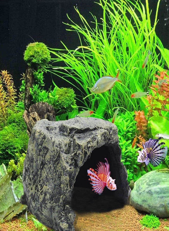 Besimple Aquarium Fish Hide Cave Decoration, Reptile Rock Hideouts Stone Cave Hide House Fish Tank Aquarium Accessories for Betta Shrimp Turtle Amphibians Small Lizards(Rock Hide Cave) - Image 2