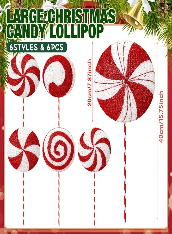 Vercraft 15.75'' Large Glitter Candy Christmas Decorations Giant Lollipop Candy Decorations with Sticks Red and White Peppermint Xmas Decor for Christmas Tree Ornaments Holiday, 6 Styles - Image 4