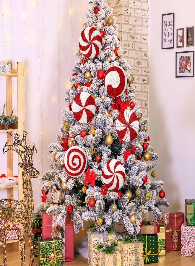 Vercraft 15.75'' Large Glitter Candy Christmas Decorations Giant Lollipop Candy Decorations with Sticks Red and White Peppermint Xmas Decor for Christmas Tree Ornaments Holiday, 6 Styles - Image 2