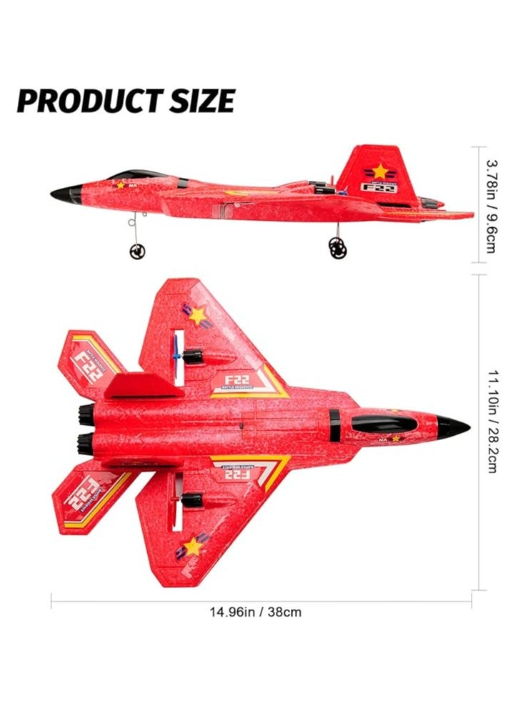 ANTSIR Remote Control Plane RTF F-22 Raptor, 2.4Ghz 6-axis Gyro RC Airplane with Light Strip, Jet Fighter Toy Gift for Kids Beginner (Red) - Image 2