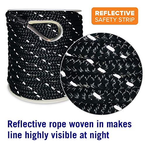 Better Boat Premium Boat Anchor Rope, 100 Ft Double Braided Black Nylon Marine Line, 3/8 Inch Reel for Anchors and Boats - Image 3