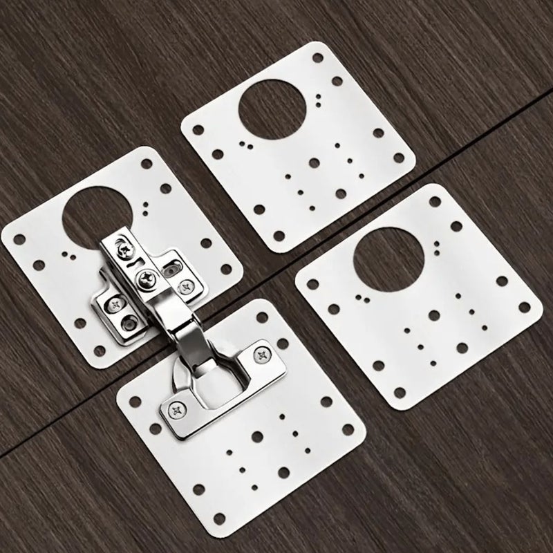 Silvery 70pcs Polished Stainless Steel Cabinet Hinge Repair Plate Kit With Screws Door Reinforcement - Image 3