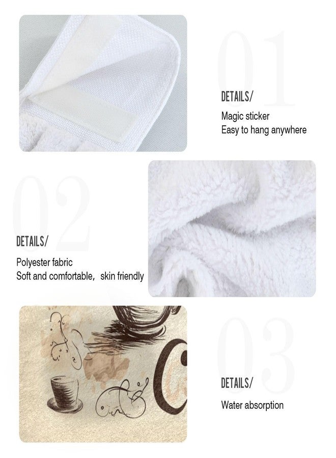 Dussdil Coffee Bean Cups Kitchen Hanging Towel 12 x 17 In Cafe Theme Hearts Face Hand Fingertip Towels Set of 2 Pcs Tie Tea Bar Dish Cloths Dry Towel Soft Absorbent Durable for Laundry Room Decor - Image 4