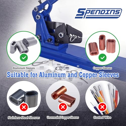 SPENDINS 24 Inch Bench Swaging Cutting Tool, Wire Rope Crimping Tool for 1/16" 3/32" 1/8" 5/32" 3/16" Wires, 2-in-1 Crimper and Cutter, Swager Crimper for Copper Aluminum Oval Sleeve and Stop Sleeve - Image 2