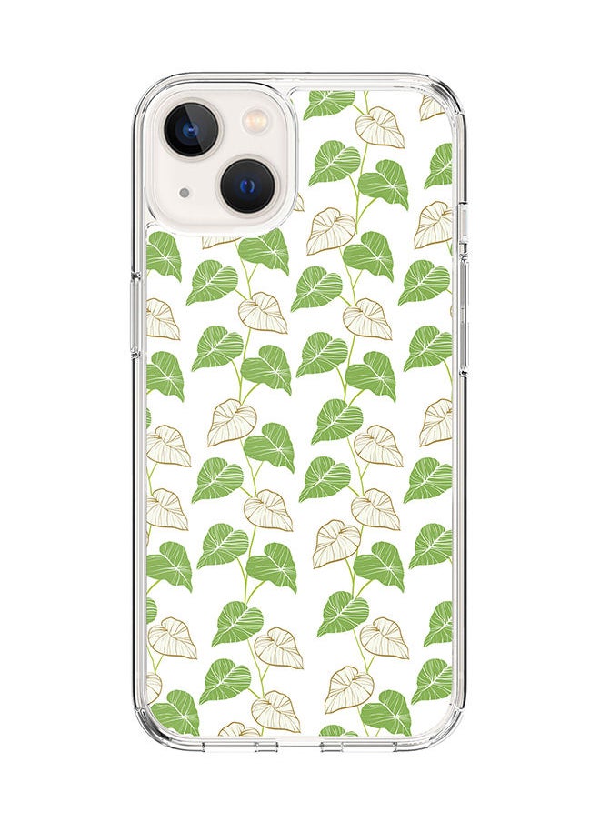 Stylizedd Classic Clear Case for Apple iPhone 14 Hybrid Soft Case Flexible Edges Anti Drop TPU PC Gel Thin Transparent Cover [ Designed for Apple iPhone 14 ] - Vine Leaves Full Print  - Image 1