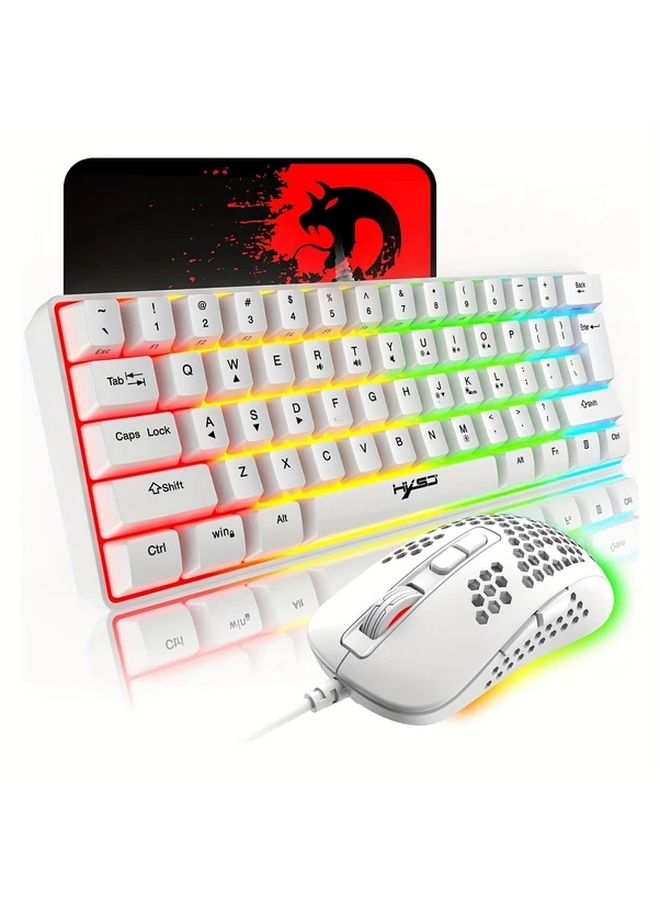 Pink Gaming Keyboard And Mouse Combo 61 Key RGB Backlight Anti Ghosting 2400 DPI Mouse Pad For PC PS Xbox - Image 4