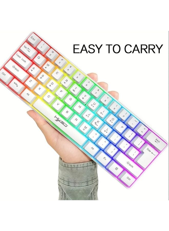 Pink Gaming Keyboard And Mouse Combo 61 Key RGB Backlight Anti Ghosting 2400 DPI Mouse Pad For PC PS Xbox - Image 5