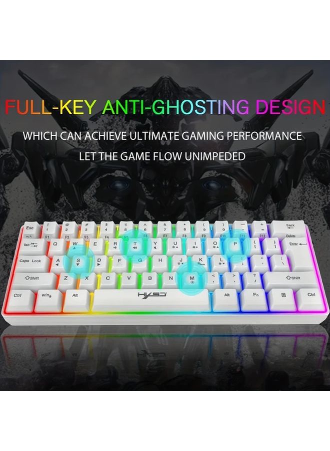 Pink Gaming Keyboard And Mouse Combo 61 Key RGB Backlight Anti Ghosting 2400 DPI Mouse Pad For PC PS Xbox - Image 2