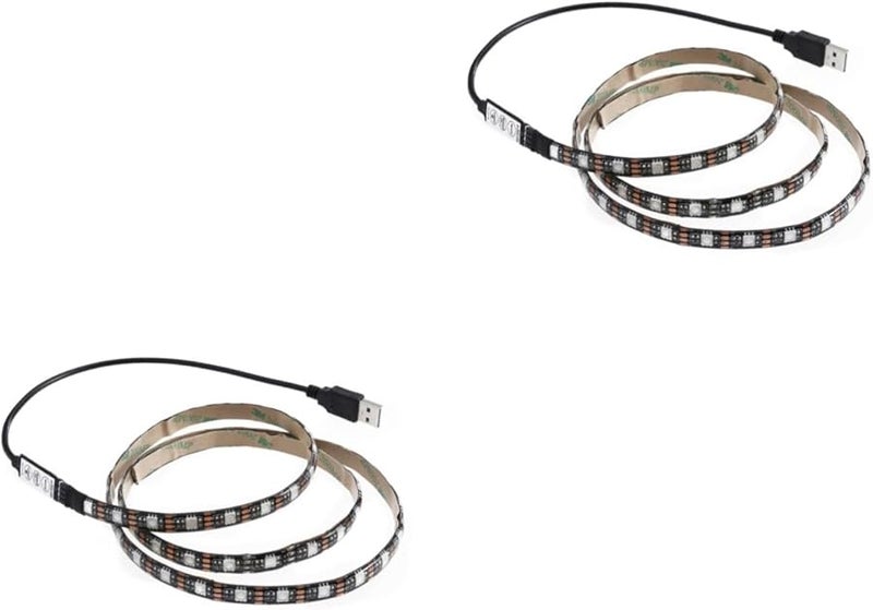 Jojofuny 2pcs Multicolor RGB LED Strip Lights USB Control Flexible For TV Closet Outdoor - Image 1