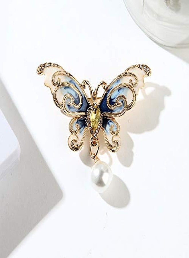 Preptep Butterfly Brooch Pin for Women Rhinestone Crystal Pearl Brooch Lapel Pin Clothing Hat Bag Accessories for Christmas Valentine's Day Birthday Gift - Image 4