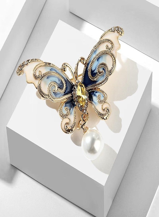 Preptep Butterfly Brooch Pin for Women Rhinestone Crystal Pearl Brooch Lapel Pin Clothing Hat Bag Accessories for Christmas Valentine's Day Birthday Gift - Image 5