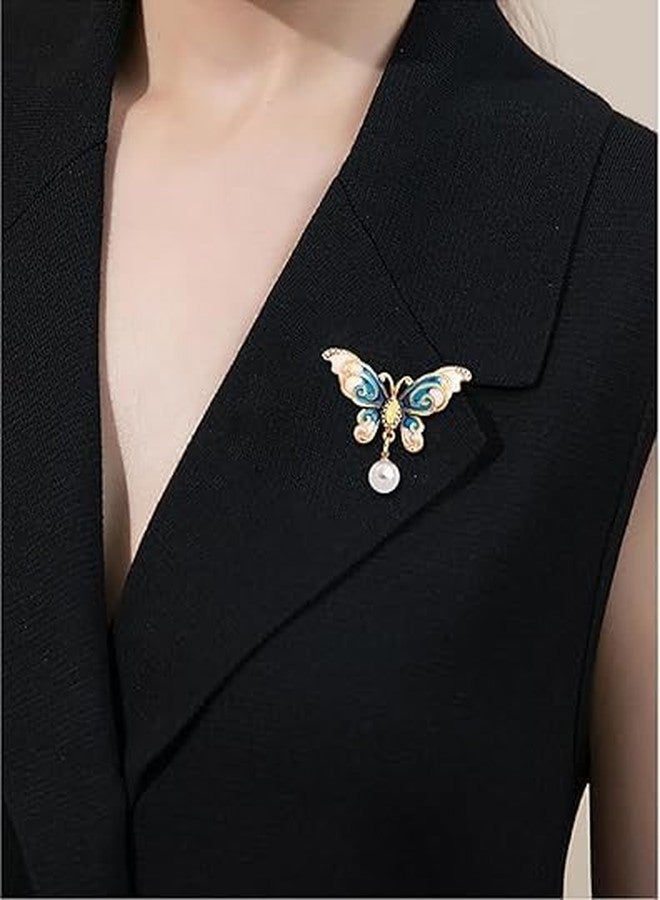 Preptep Butterfly Brooch Pin for Women Rhinestone Crystal Pearl Brooch Lapel Pin Clothing Hat Bag Accessories for Christmas Valentine's Day Birthday Gift - Image 2