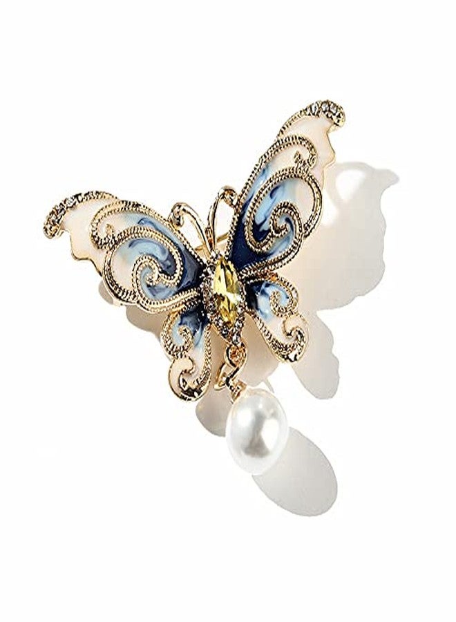 Preptep Butterfly Brooch Pin for Women Rhinestone Crystal Pearl Brooch Lapel Pin Clothing Hat Bag Accessories for Christmas Valentine's Day Birthday Gift - Image 1