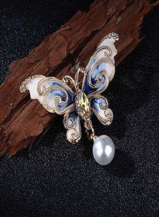 Preptep Butterfly Brooch Pin for Women Rhinestone Crystal Pearl Brooch Lapel Pin Clothing Hat Bag Accessories for Christmas Valentine's Day Birthday Gift - Image 3